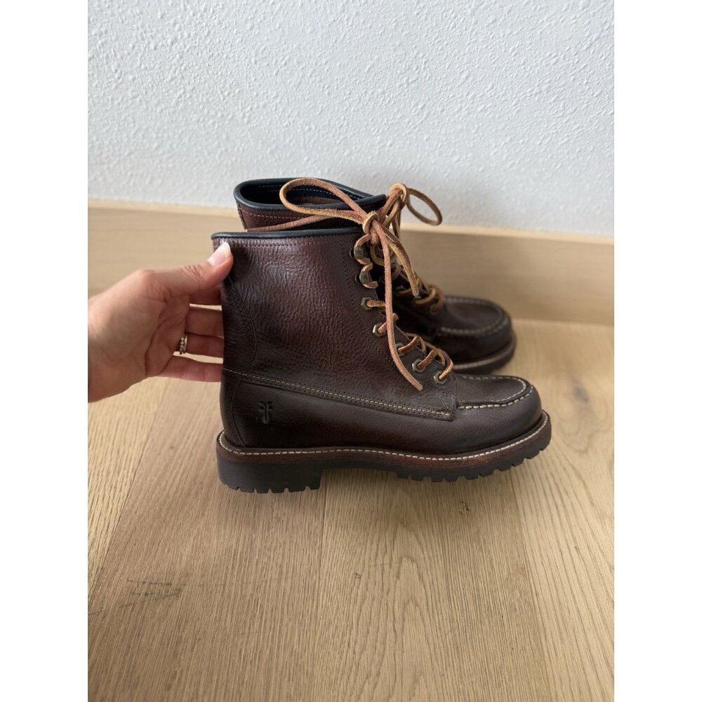 Frye Brown Leather Combat Boots